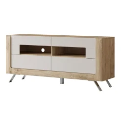 Mobile porta TV 160x74h cm 2 cassetti rovere tortora lucido Jumbo