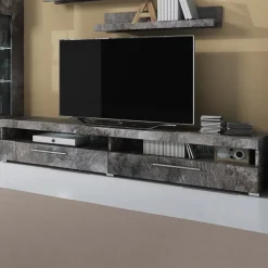 Mobile porta TV 200x35h cm 2 cassetti ossido Frisk