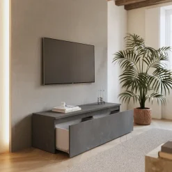 Mobile porta TV 138x40h cm con cassettone antracite Sunset