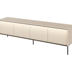 Mobile porta TV 193x56h cm con LED 4 ante cannettato beige nero Camelia