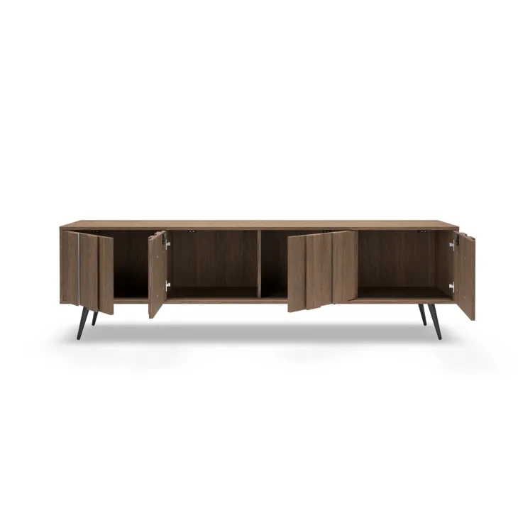 Mobile porta TV 183x54h cm con led 4 ante soggiorno noce Bois