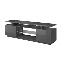Mobile porta TV 180x56h cm con led grafite lucido Blackburn