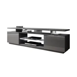 Mobile porta TV 180x56h cm con led grafite lucido Blackburn