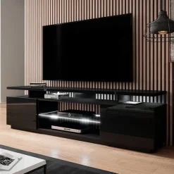 Mobile porta TV 180x56h cm con led nero lucido Blackburn