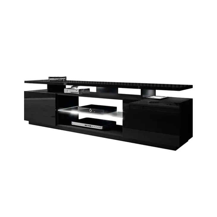 Mobile porta TV 180x56h cm con led nero lucido Blackburn