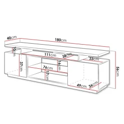 Mobile porta TV 180x56h cm con led nero lucido Blackburn