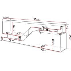 Mobile porta TV 160x46h cm design moderno rovere bianco Modesta