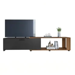 Mobile porta tv 122x40h cm estensibile e trasformabile in angolare noce antracite Venezia