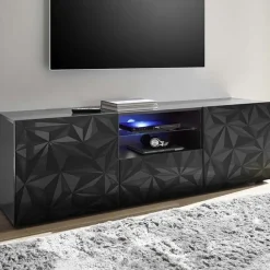Mobile porta TV 181x57h cm grigio lucido con serigrafia Marvis