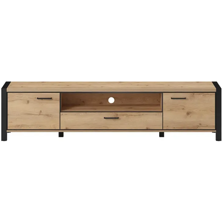 Mobile porta TV 210x50h cm industrial quercia nero opaco Neive