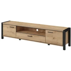 Mobile porta TV 210x50h cm industrial quercia nero opaco Neive