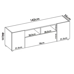 Mobile porta TV 142x44h cm legno rovere bianco Esteban