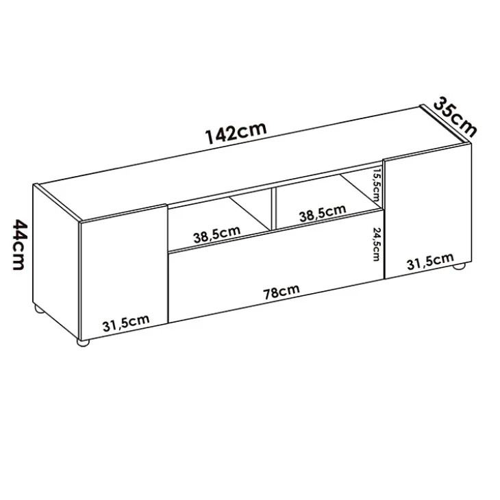 Mobile porta TV 142x44h cm legno rovere bianco Esteban