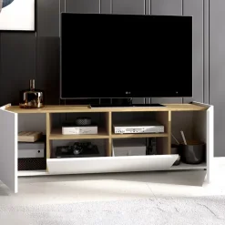 Mobile porta TV 142x44h cm legno rovere bianco Esteban