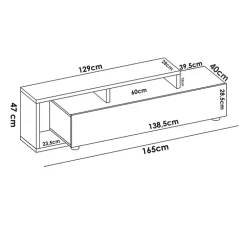 Mobile porta TV 165x47h cm legno rovere grafite Morientes