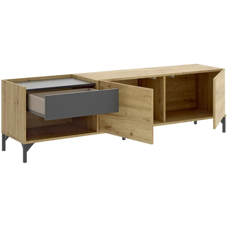 Mobile porta TV 164x49h cm legno rovere grafite German