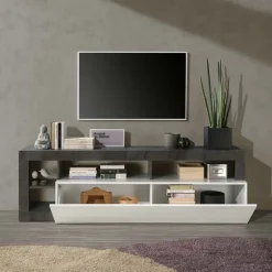 Mobile porta TV 184x58h cm moderna bianco lucido ossido Invictus