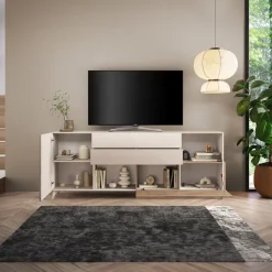Mobile porta tv 241x94h cm moderna beige rovere chiaro Witty