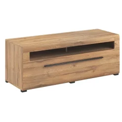 Mobile porta TV 140x52h cm moderna 1 cassetto rovere nero Maiorca