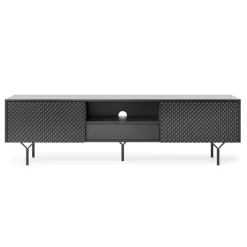 Mobile porta TV 180x51h cm moderno antracite frassinato nero Parigi