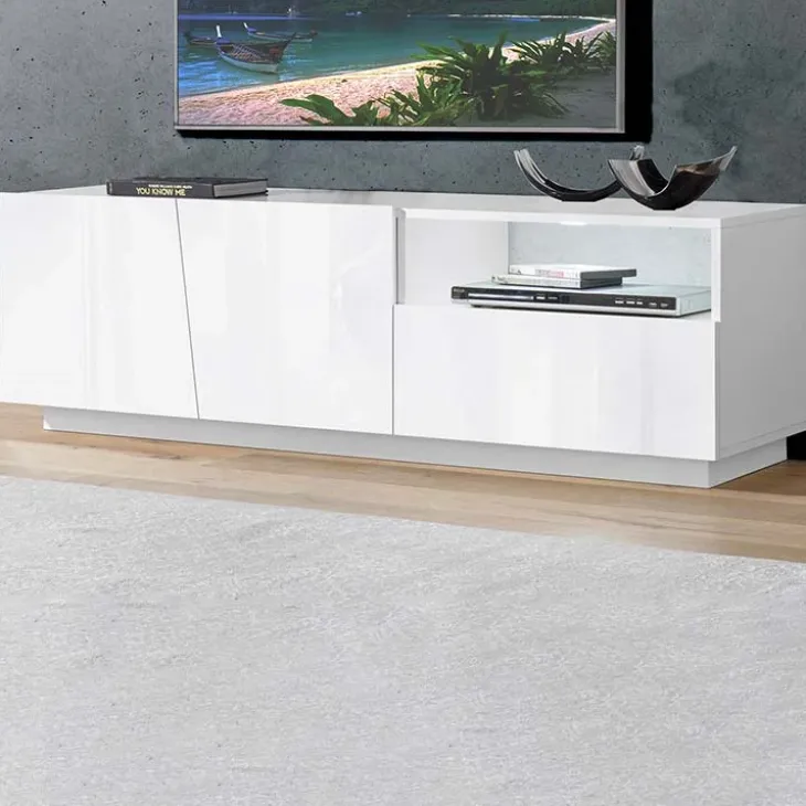 Mobile porta TV 150x46h cm moderno bianco lucido Candia Gihome®