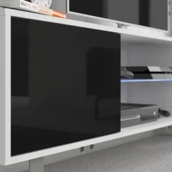 Mobile porta TV 160x53h cm moderno bianco opaco nero lucido Kelli
