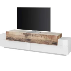 Mobile porta TV 200x52h cm moderno soggiorno bianco pero Milos Gihome®