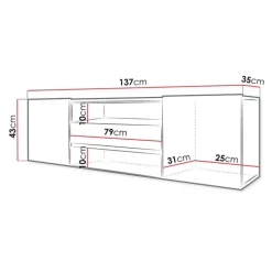 Mobile porta TV 137x43h cm moderno soggiorno bianco Rice