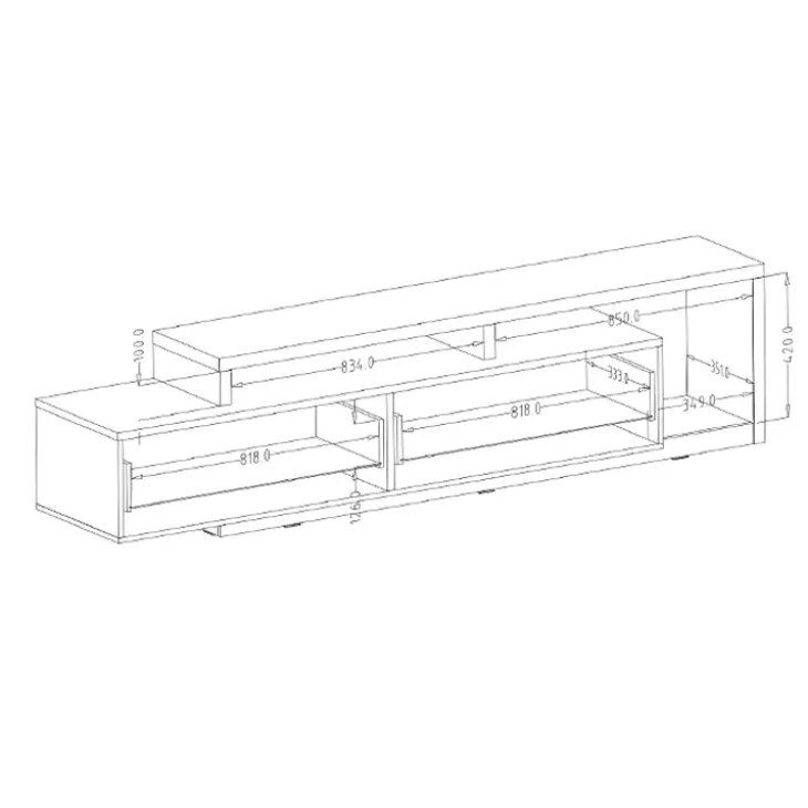 Mobile porta TV 219x52h cm moderno soggiorno antracite rovere Megan Gihome®