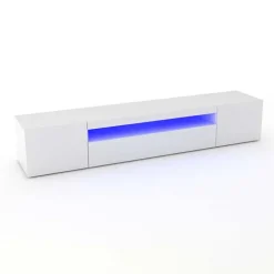 Mobile porta TV 200x37h cm soggiorno bianco laccato lucido Light Big Gihome®