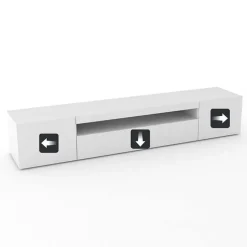 Mobile porta TV 200x37h cm soggiorno bianco laccato lucido Light Big Gihome®