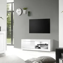 Mobile porta TV 140x56h cm soggiorno bianco lucido Eternity