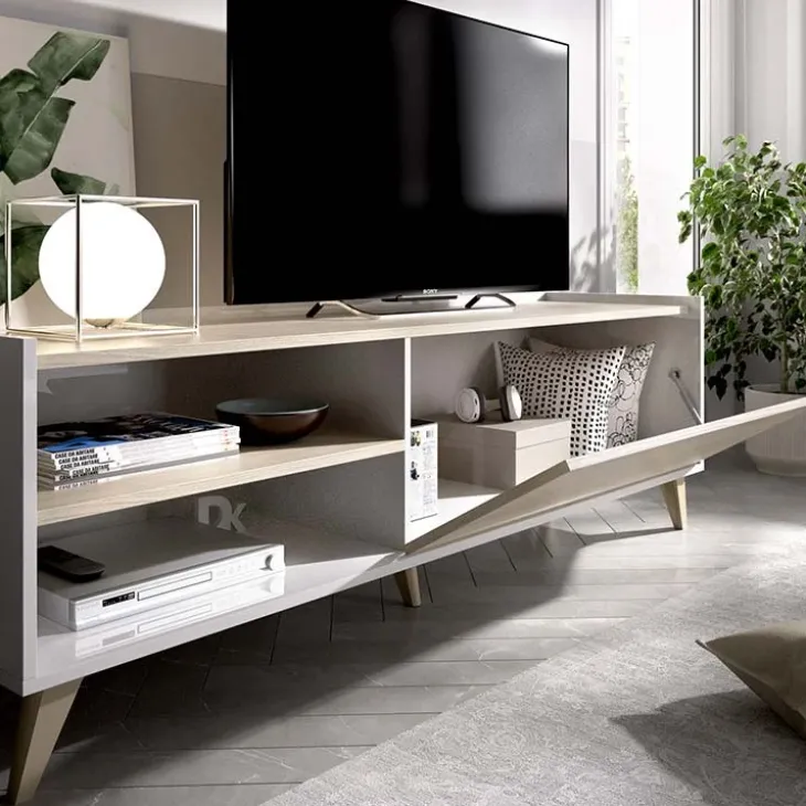Mobile porta TV 155x47h cm soggiorno rovere bianco Elmer