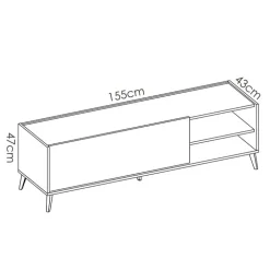 Mobile porta TV 155x47h cm soggiorno rovere bianco Elmer