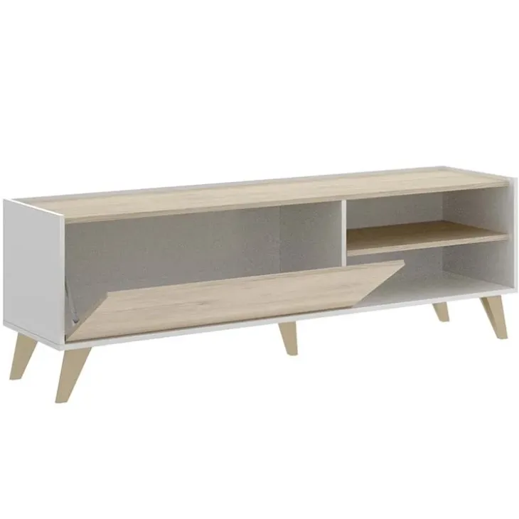 Mobile porta TV 155x47h cm soggiorno rovere bianco Elmer