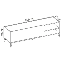 Mobile porta TV 155x47h cm soggiorno rovere grafite Elmer