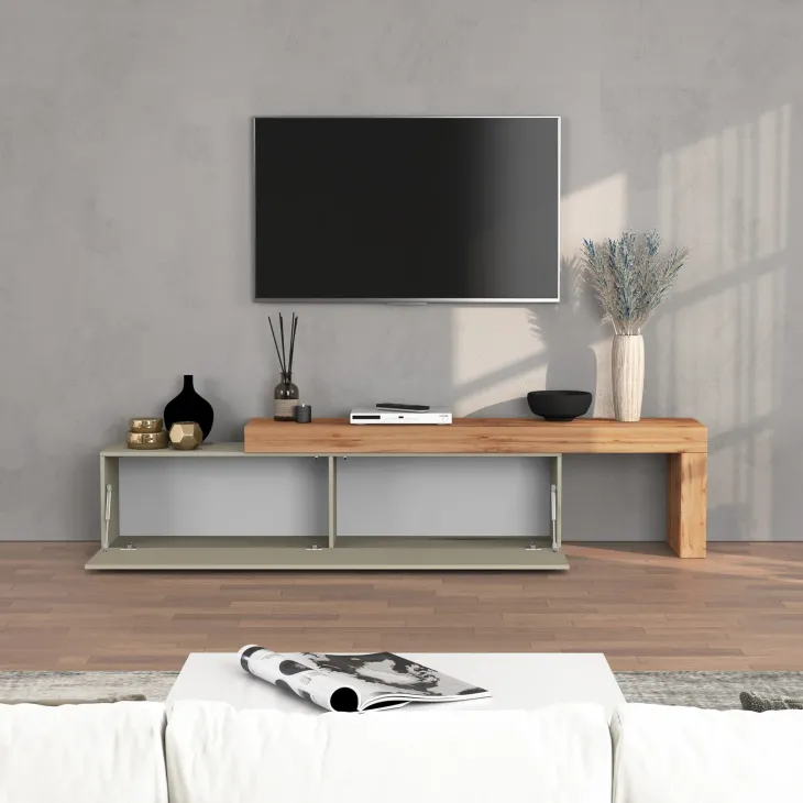 Mobile porta tv 230x51h cm tortora rovere Block