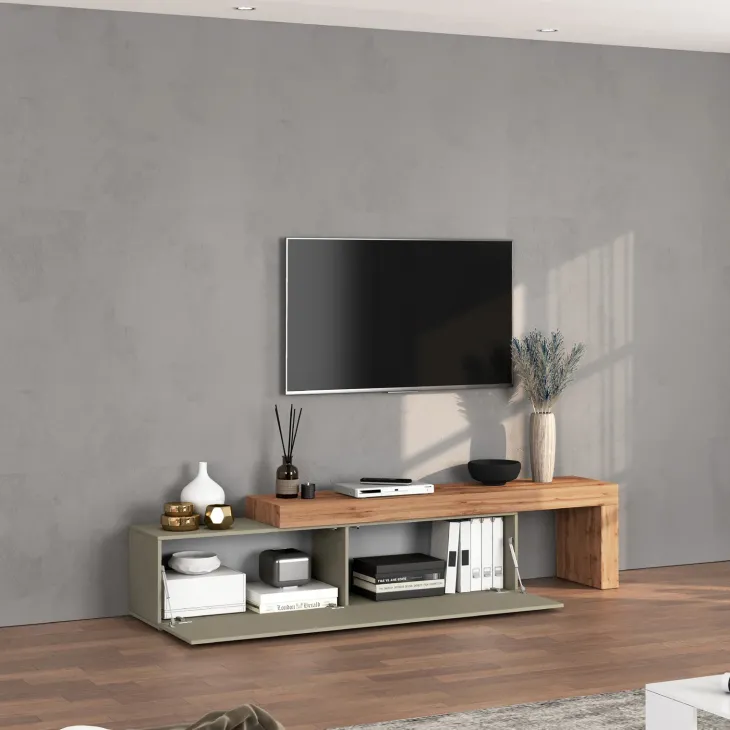Mobile porta tv 230x51h cm tortora rovere Block