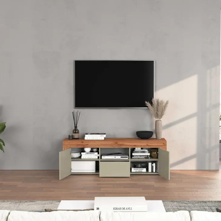 Mobile porta tv 155x51h cm tortora rovere Block