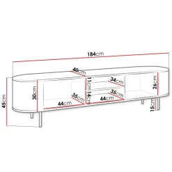 Mobile porta tv 184x45h cm 2 vani rovere effetto marmo bianco Roundi
