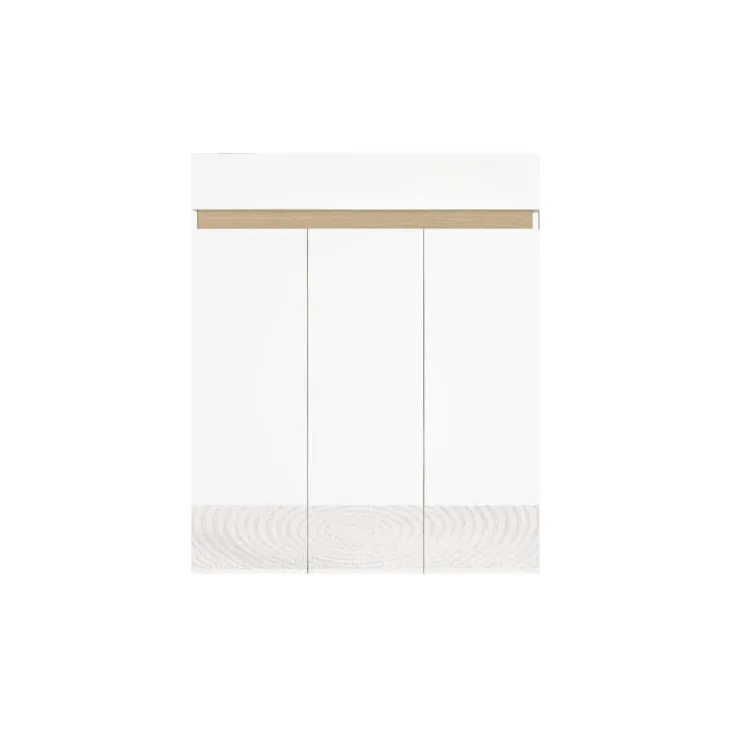 Mobile scarpiera multiuso ingresso 94x114h cm 3 ante 1 cassetto bianco lucido top rovere Noren