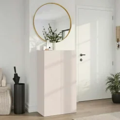 Mobile scarpiera multiuso ingresso 63x114h cm 2 ante beige cashmere top rovere scuro Mercor