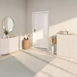 Mobile scarpiera multiuso ingresso 94x114h cm 3 ante beige cashmere top rovere scuro Mercor