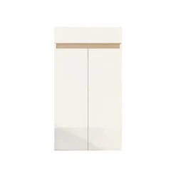 Mobile scarpiera multiuso ingresso 63x114h cm 2 ante 1 cassetto bianco lucido top rovere Noren