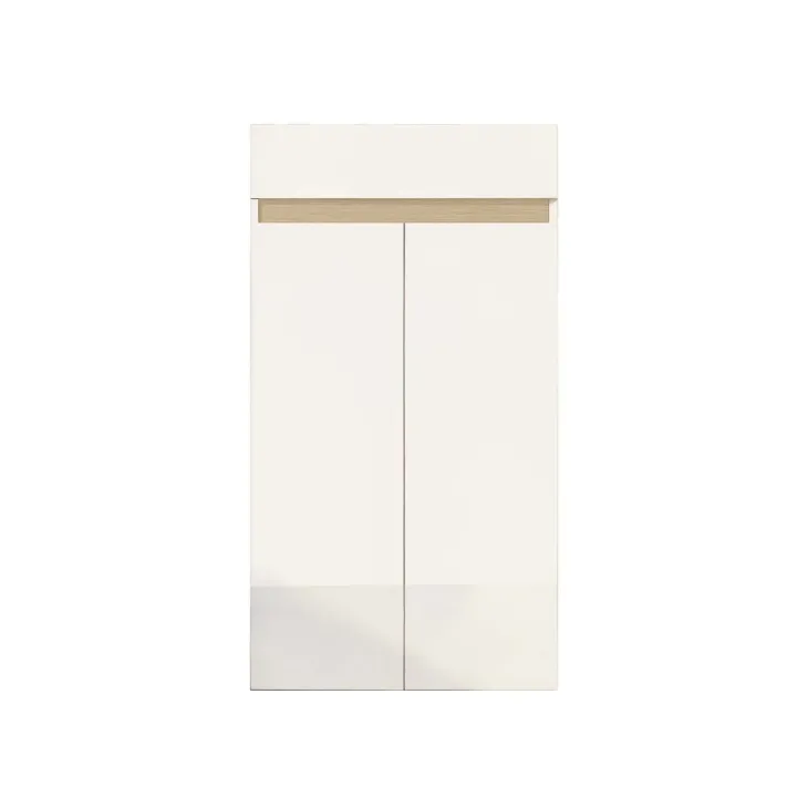 Mobile scarpiera multiuso ingresso 63x114h cm 2 ante 1 cassetto bianco lucido top rovere Noren