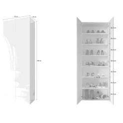 Mobile scarpiera multiuso ingresso 126x186h cm 4 ante bianco lucido Roks