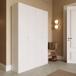Mobile scarpiera multiuso ingresso 126x186h cm 4 ante bianco lucido Roks