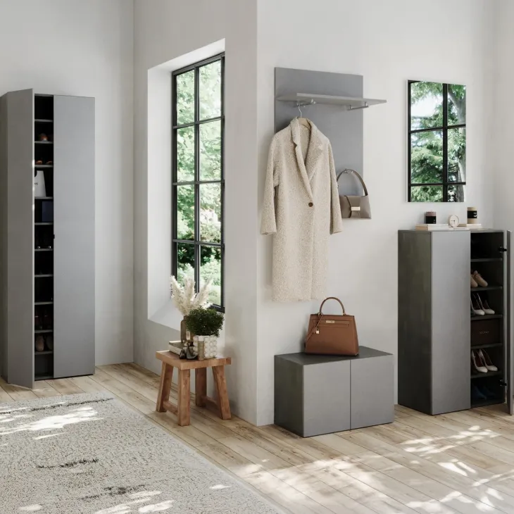 Mobile scarpiera multiuso ingresso 63x114h cm 2 ante grigio Ghisy