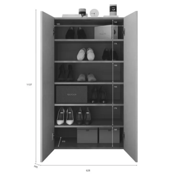 Mobile scarpiera multiuso ingresso 63x114h cm 2 ante grigio Ghisy