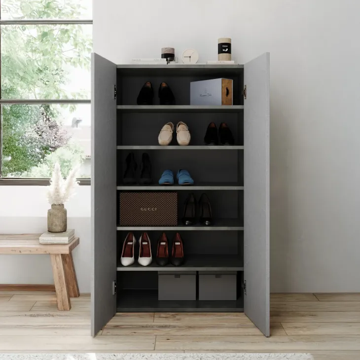 Mobile scarpiera multiuso ingresso 63x114h cm 2 ante grigio Ghisy
